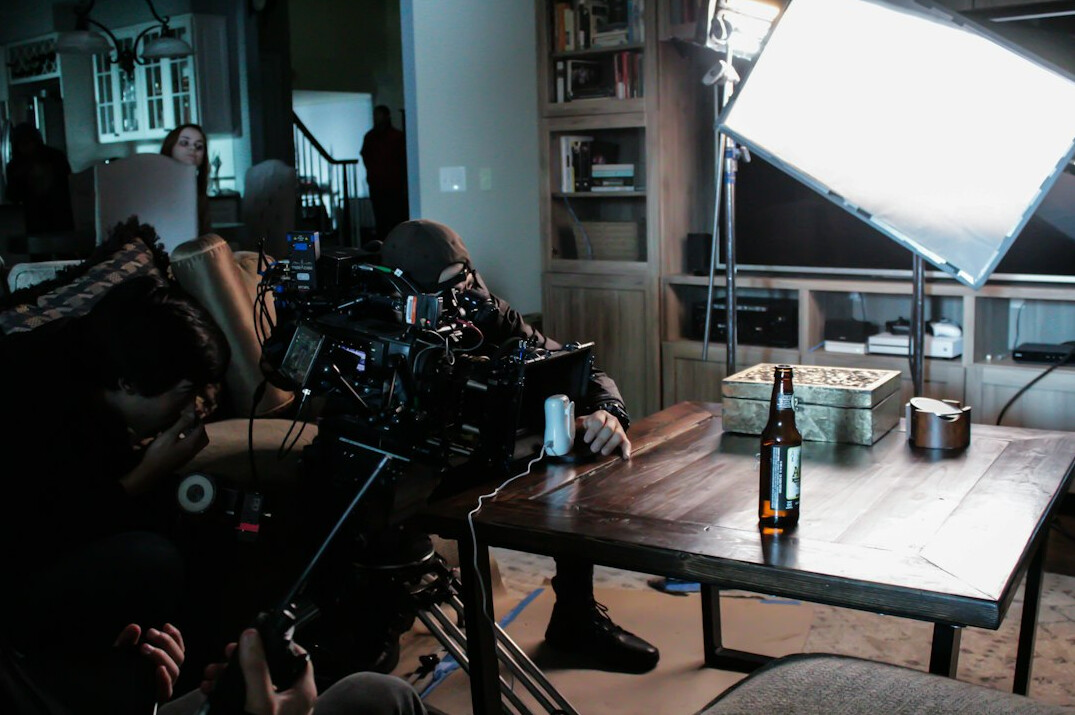 film set with natural and artificial lighting